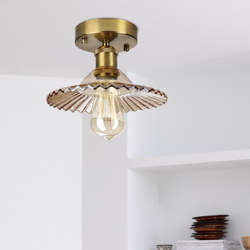 Plafoniera TRISH 1xE27/15W/230V oro/beige fumé