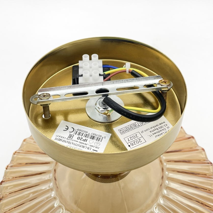 Plafoniera TRISH 1xE27/15W/230V oro/beige fumé