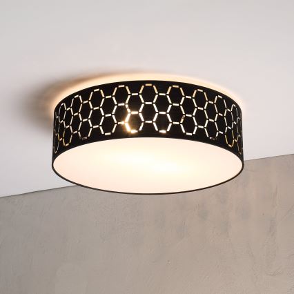 Plafoniera ULLE 2xE27/15W/230V Ø 45 cm nero