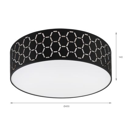 Plafoniera ULLE 2xE27/15W/230V Ø 45 cm nero