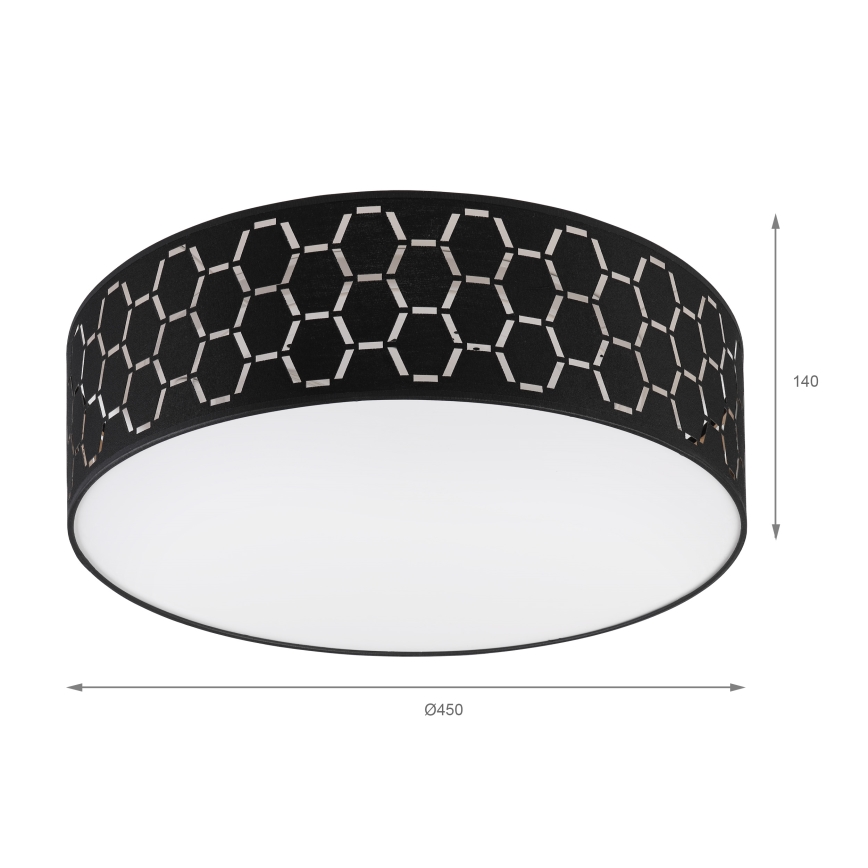 Plafoniera ULLE 2xE27/15W/230V Ø 45 cm nero