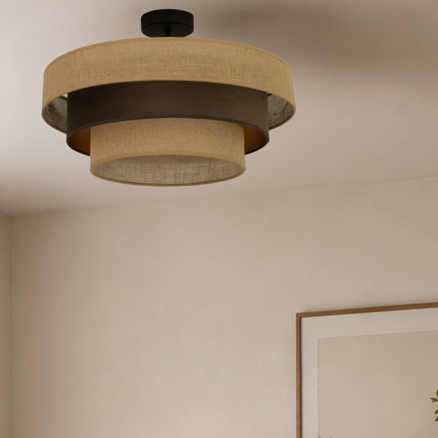 Plafoniera WENTA 1xE27/60W/230V diam. 50 cm iuta/marrone