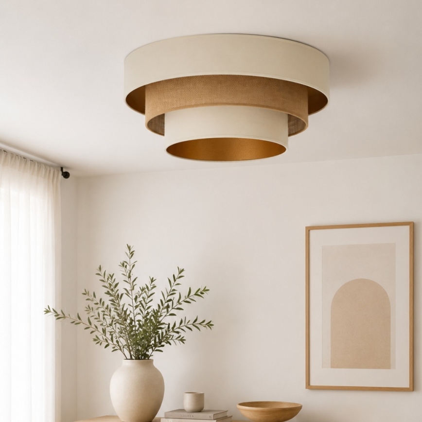 Plafoniera WENTA 1xE27/60W/230V Ø 50 cm beige/iuta
