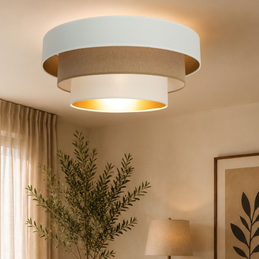 Plafoniera WENTA 1xE27/60W/230V Ø 50 cm bianca/marrone
