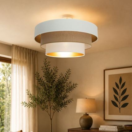 Plafoniera WENTA 1xE27/60W/230V Ø 50 cm bianco/marrone