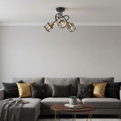 Plafoniera ZAHARA 3xE27/10W/230V nero