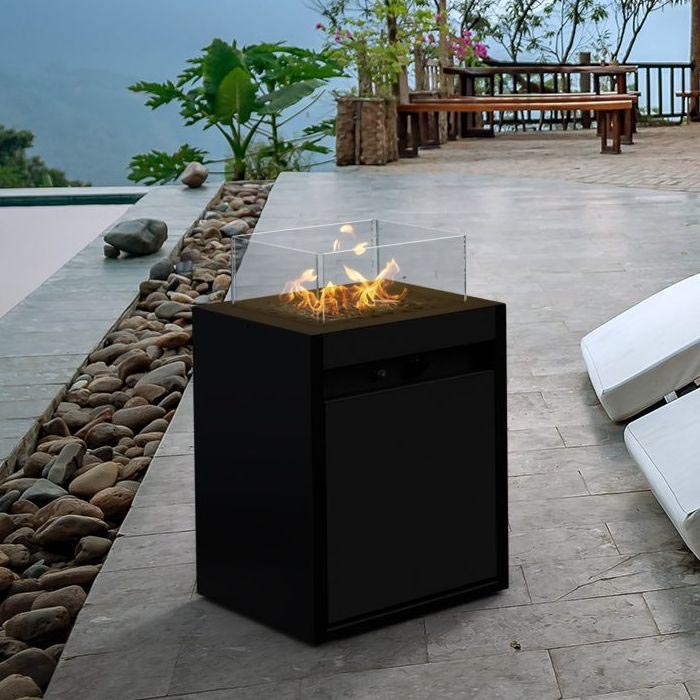 Planika - Caminetto a gas per esterni 79,7x48 cm 10kW 1xAAA nero + coperchio di protezione