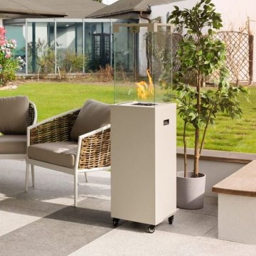 Planika - Camino a gas per esterni 142x36 cm 8kW 1xAAA bianco + copertura protettiva