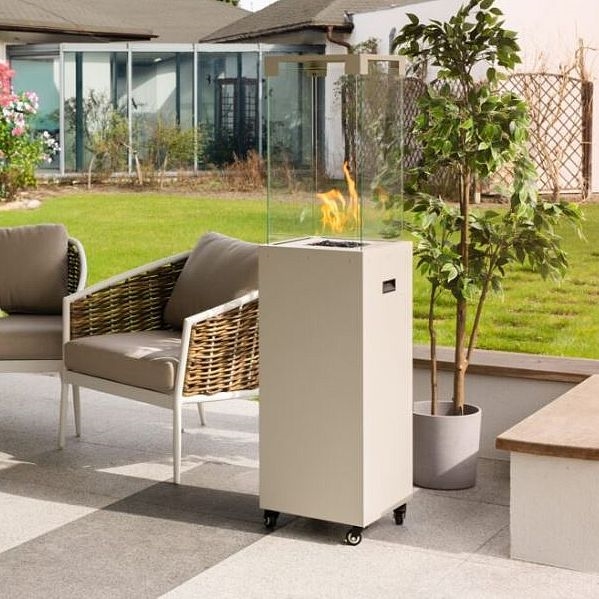 Planika Faro GAS - Caminetto a gas da esterno 142x36 cm 8kW bianco + coperchio di protezione