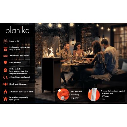 Planika Faro GAS - Caminetto a gas da esterno 142x36 cm 8kW bianco + coperchio di protezione