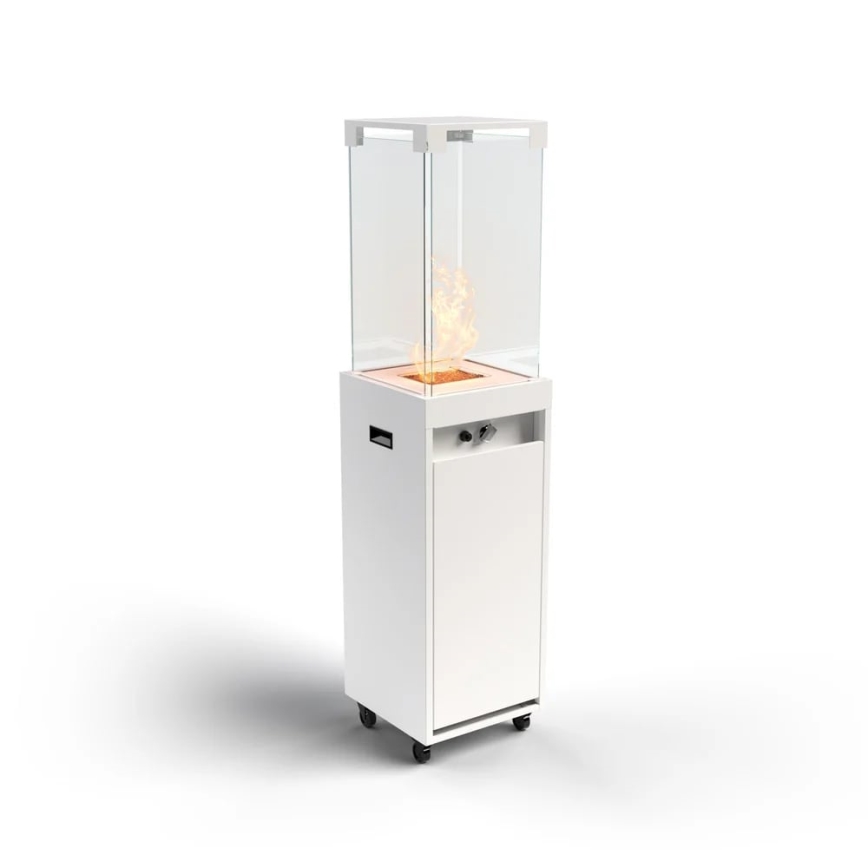 Planika Faro GAS - Caminetto a gas da esterno 142x36 cm 8kW bianco + coperchio di protezione