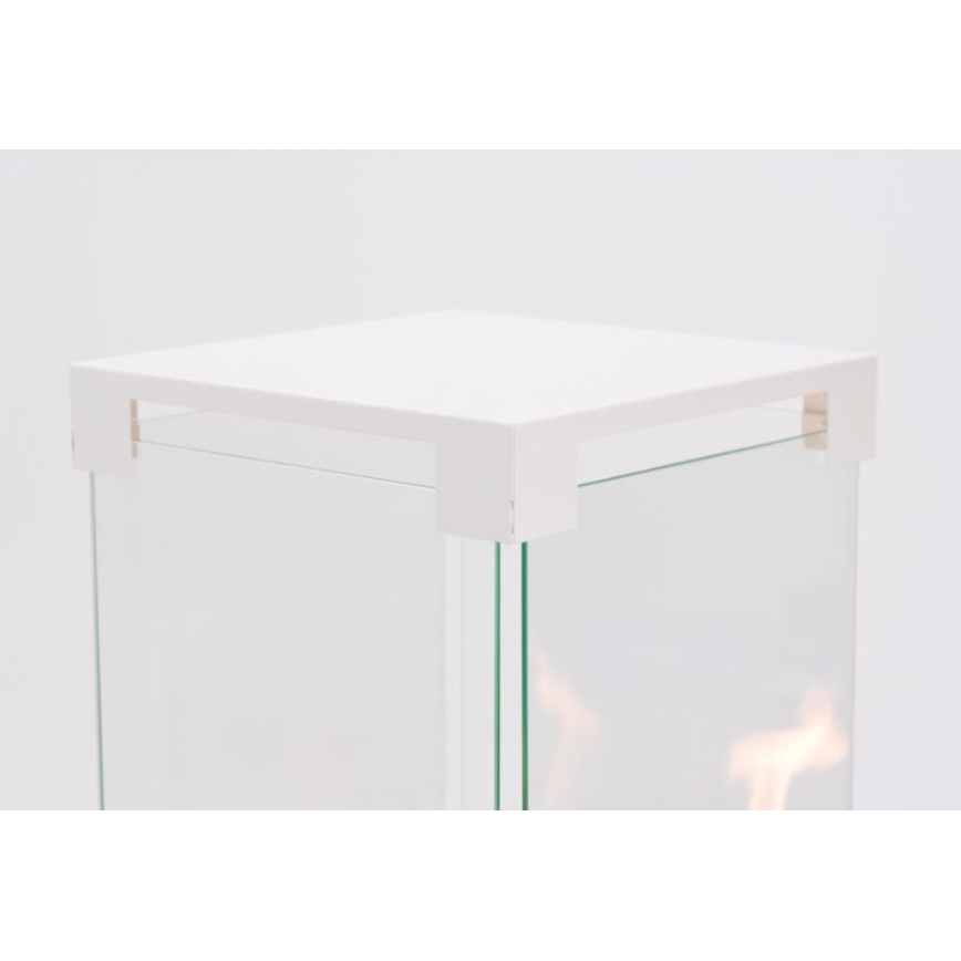 Planika Faro GAS - Caminetto a gas da esterno 142x36 cm 8kW bianco + coperchio di protezione