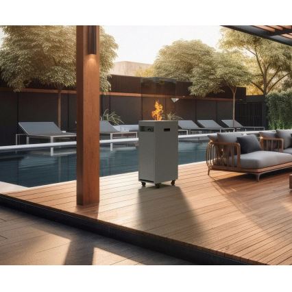 Planika Faro GAS - Caminetto a gas da esterno 142x36 cm 8kW grigio + coperchio di protezione