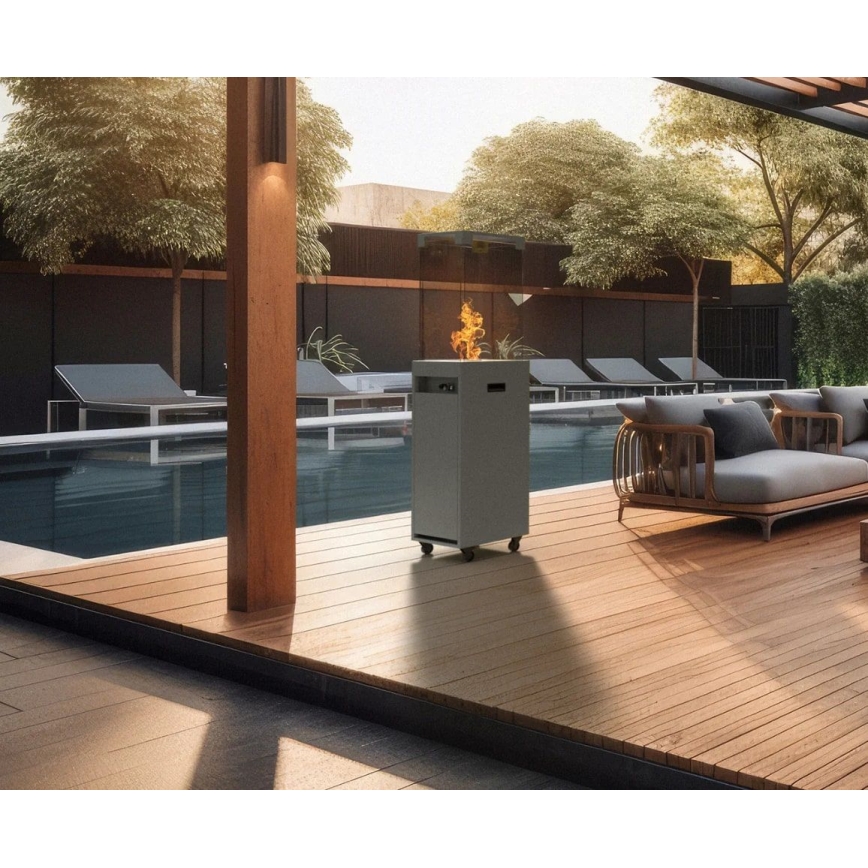Planika Faro GAS - Caminetto a gas da esterno 142x36 cm 8kW grigio + coperchio di protezione