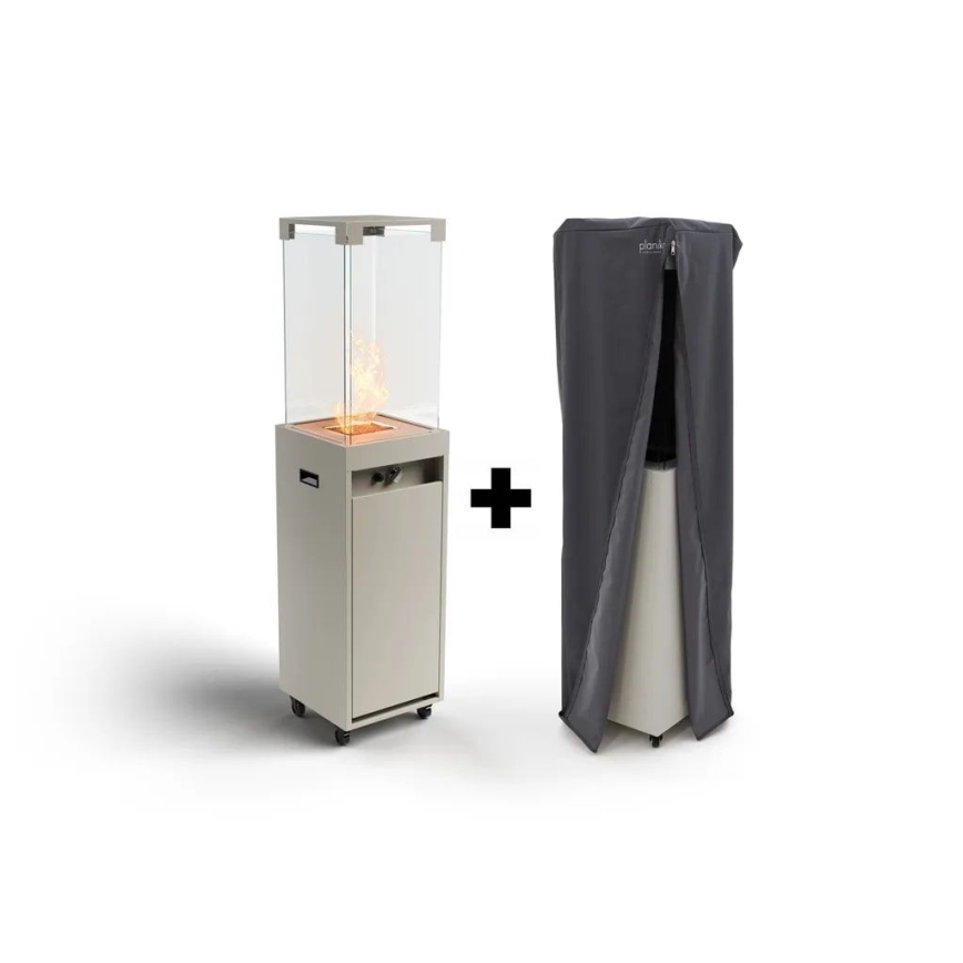 Planika Faro GAS - Caminetto a gas da esterno 142x36 cm 8kW grigio + coperchio di protezione