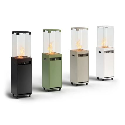 Planika Faro GAS - Caminetto a gas da esterno 142x36 cm 8kW nero + coperchio di protezione