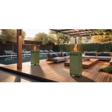 Planika Faro GAS - Caminetto a gas da esterno 142x36 cm 8kW verde + coperchio di protezione
