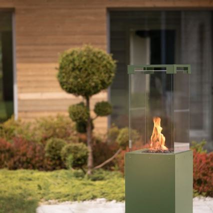 Planika Faro GAS - Caminetto a gas da esterno 142x36 cm 8kW verde + coperchio di protezione