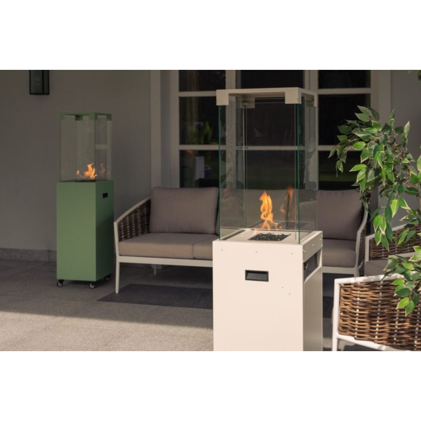 Planika Faro GAS - Caminetto a gas da esterno 142x36 cm 8kW verde + coperchio di protezione