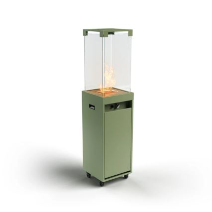Planika Faro GAS - Caminetto a gas da esterno 142x36 cm 8kW verde + coperchio di protezione