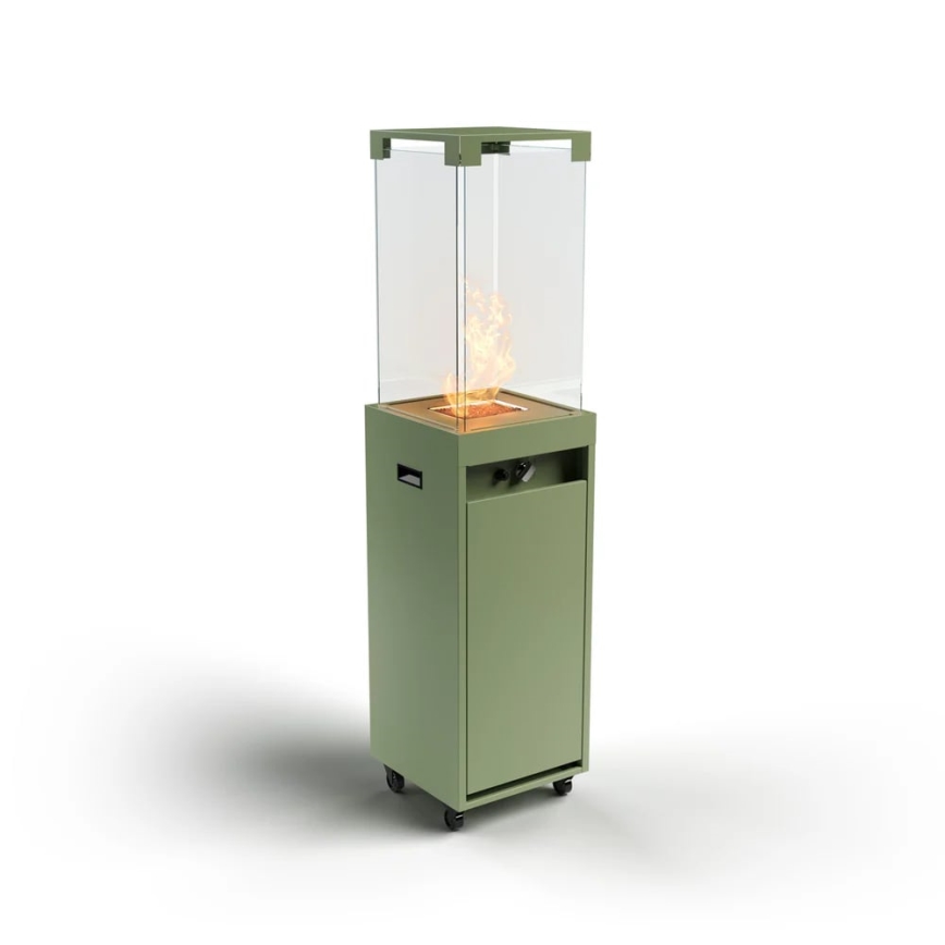 Planika Faro GAS - Caminetto a gas da esterno 142x36 cm 8kW verde + coperchio di protezione