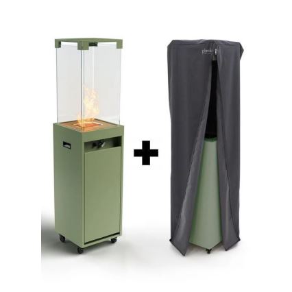 Planika Faro GAS - Caminetto a gas da esterno 142x36 cm 8kW verde + coperchio di protezione