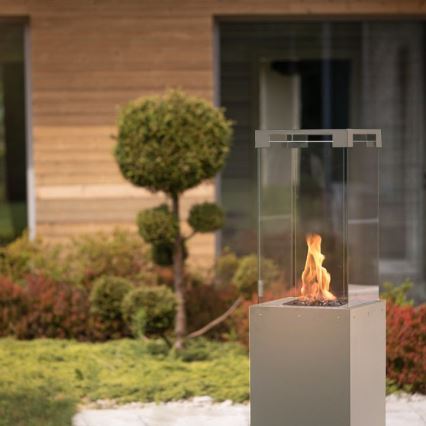Planika - Camino a gas per esterni 142x36 cm 8kW 1xAAA grigio + custodia protettiva