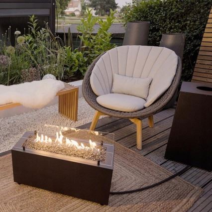 Planika - Caminetto a gas per esterni 41,4x69,8 cm 10kW 1xAAA nero + coperchio di protezione