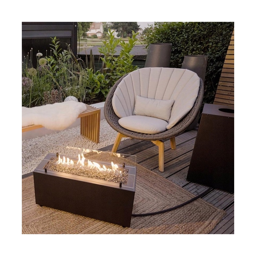 Planika - Caminetto a gas per esterni 41,4x69,8 cm 10kW 1xAAA nero + coperchio di protezione