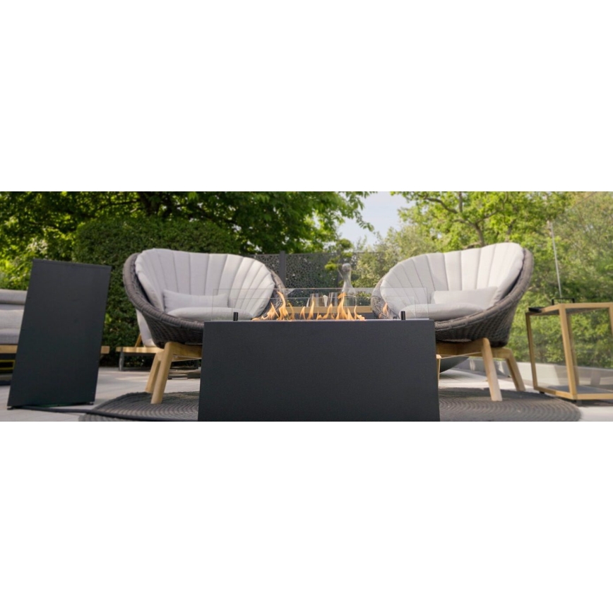 Planika - Caminetto a gas per esterni 41,4x69,8 cm 10kW 1xAAA nero + coperchio di protezione