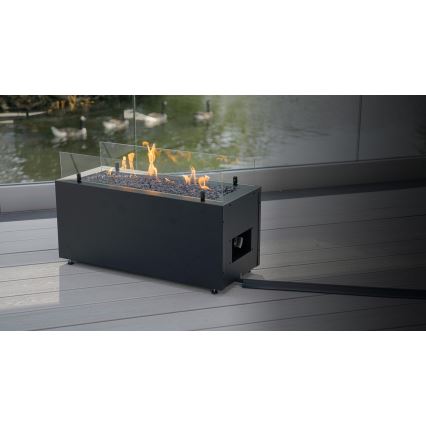 Planika - Caminetto a gas per esterni 41,4x69,8 cm 10kW 1xAAA nero + coperchio di protezione