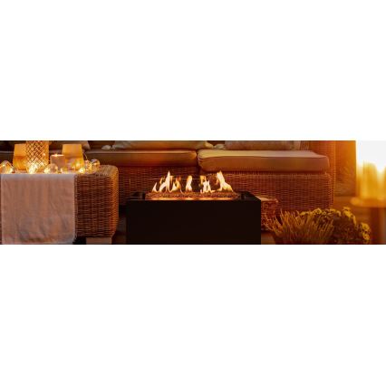 Planika - Caminetto a gas per esterni 41,4x69,8 cm 10kW 1xAAA nero + coperchio di protezione