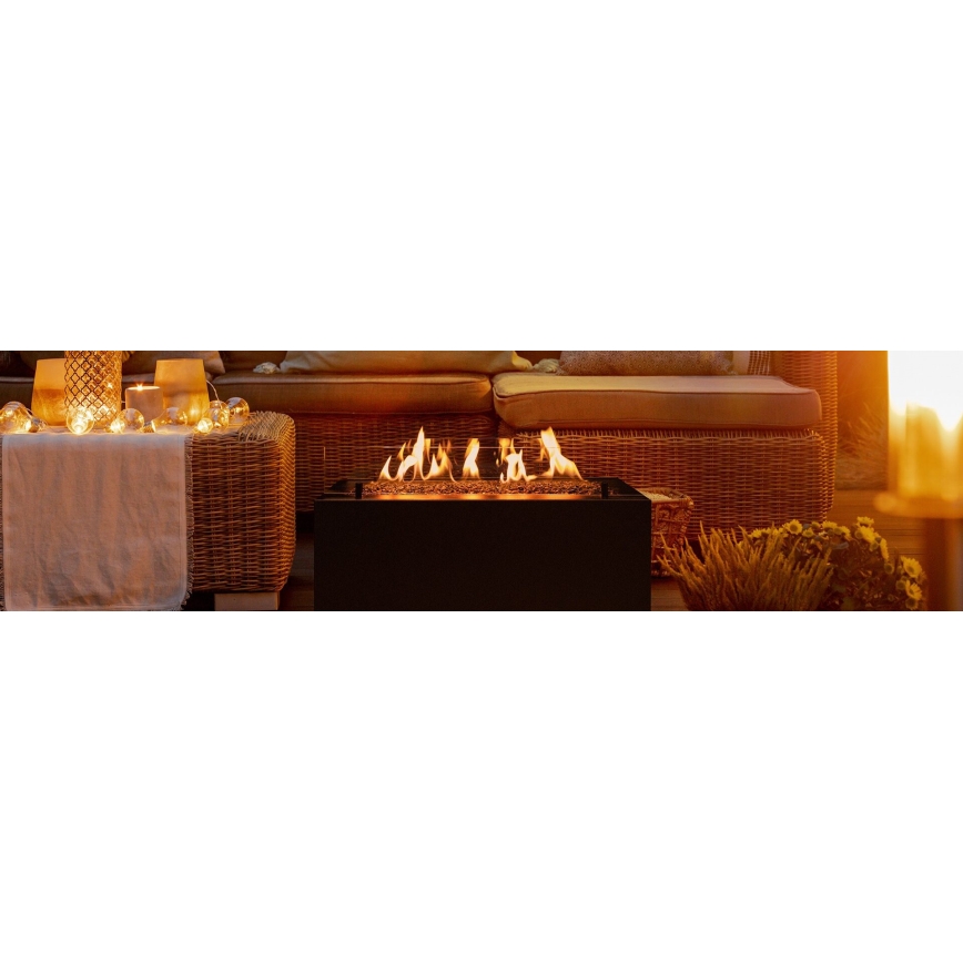 Planika - Caminetto a gas per esterni 41,4x69,8 cm 10kW 1xAAA nero + coperchio di protezione