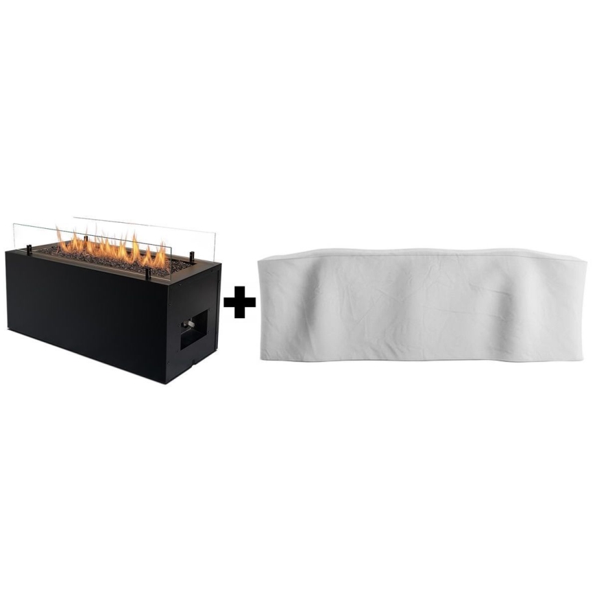 Planika - Caminetto a gas per esterni 41,4x69,8 cm 10kW 1xAAA nero + coperchio di protezione
