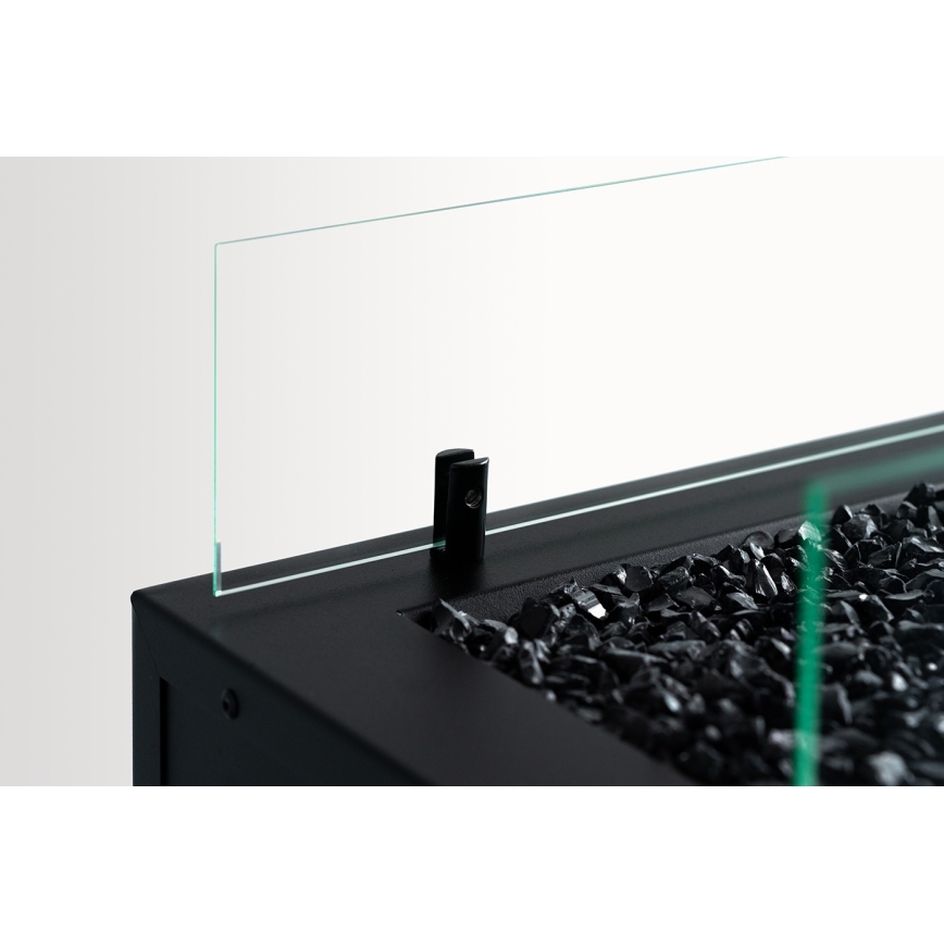 Planika - Caminetto a gas per esterni 41,4x69,8 cm 10kW 1xAAA nero + coperchio di protezione