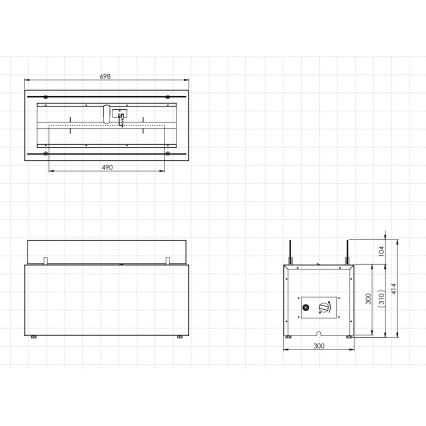 Planika - Caminetto a gas da esterno 41,4x69,8 cm 10kW nero + coperchio di protezione