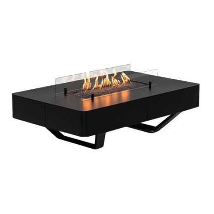 Planika - Caminetto a gas da esterno 46x106 cm 10kW nero + coperchio di protezione