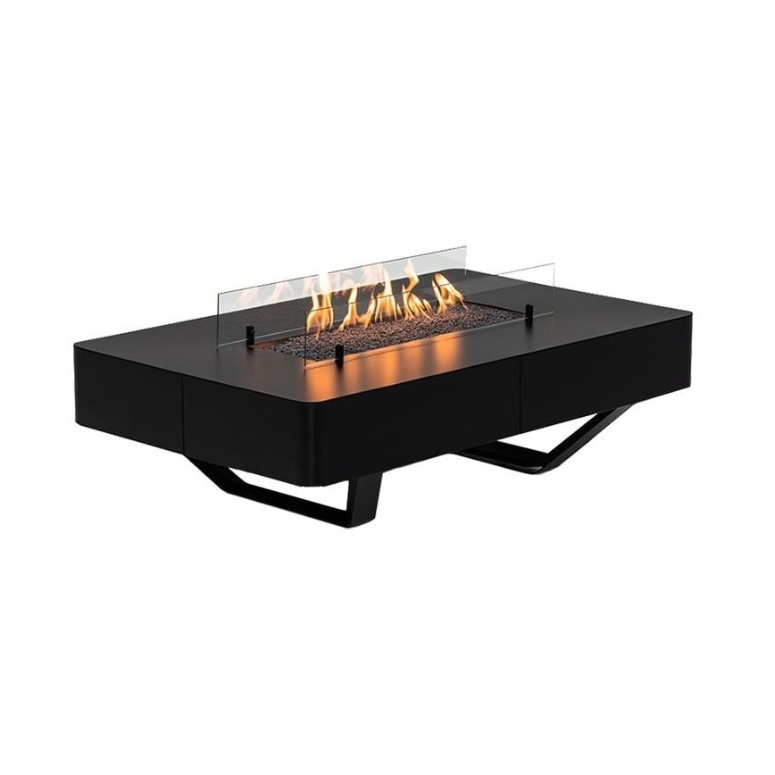 Planika - Caminetto a gas da esterno 46x106 cm 10kW nero + coperchio di protezione
