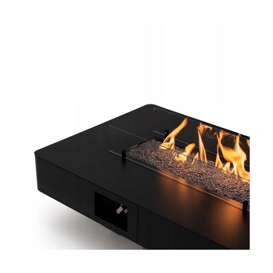 Planika - Caminetto a gas da esterno 46x106 cm 10kW nero + coperchio di protezione