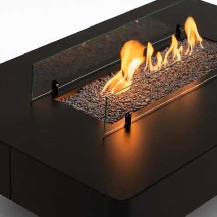 Planika - Caminetto a gas da esterno 46x106 cm 10kW nero + coperchio di protezione