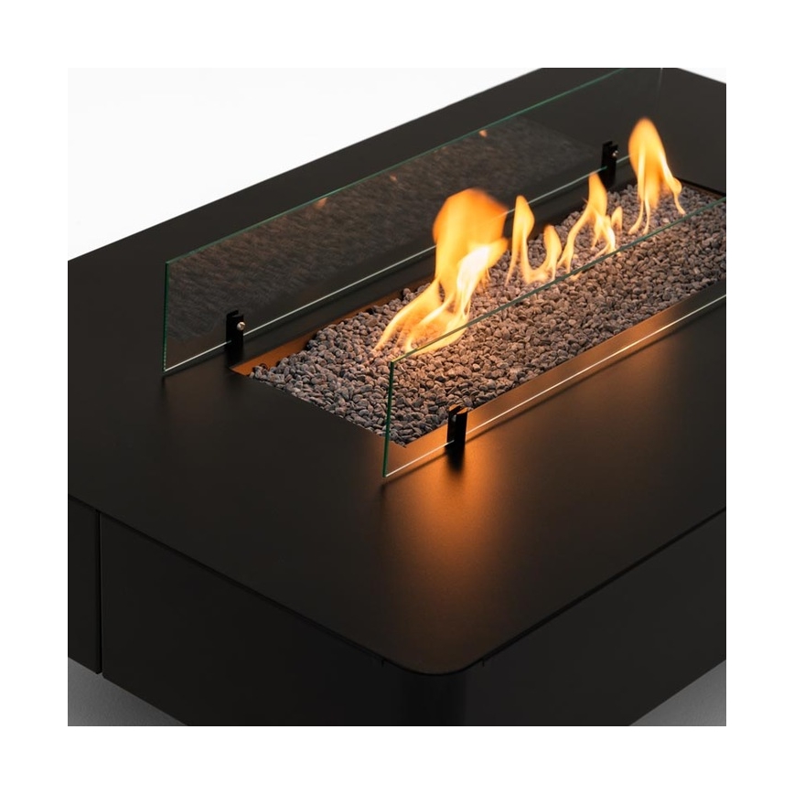 Planika - Caminetto a gas da esterno 46x106 cm 10kW nero + coperchio di protezione