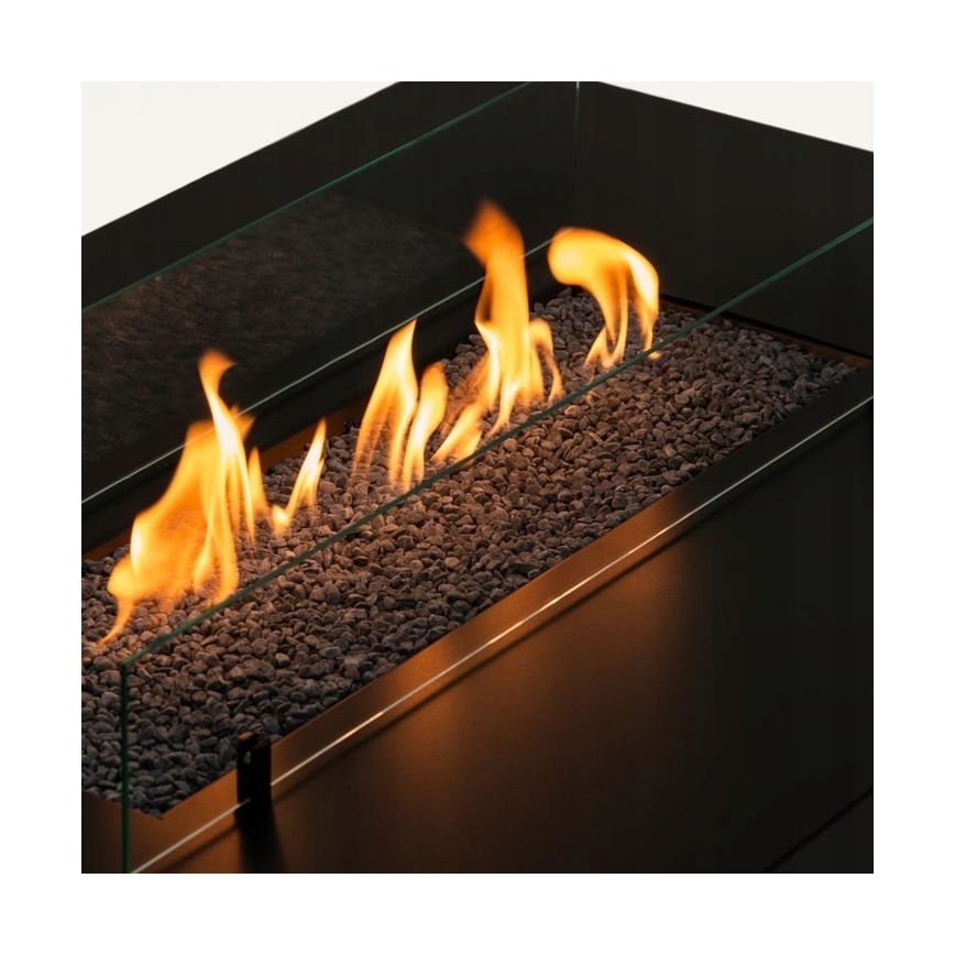 Planika - Caminetto a gas da esterno 46x106 cm 10kW nero + coperchio di protezione