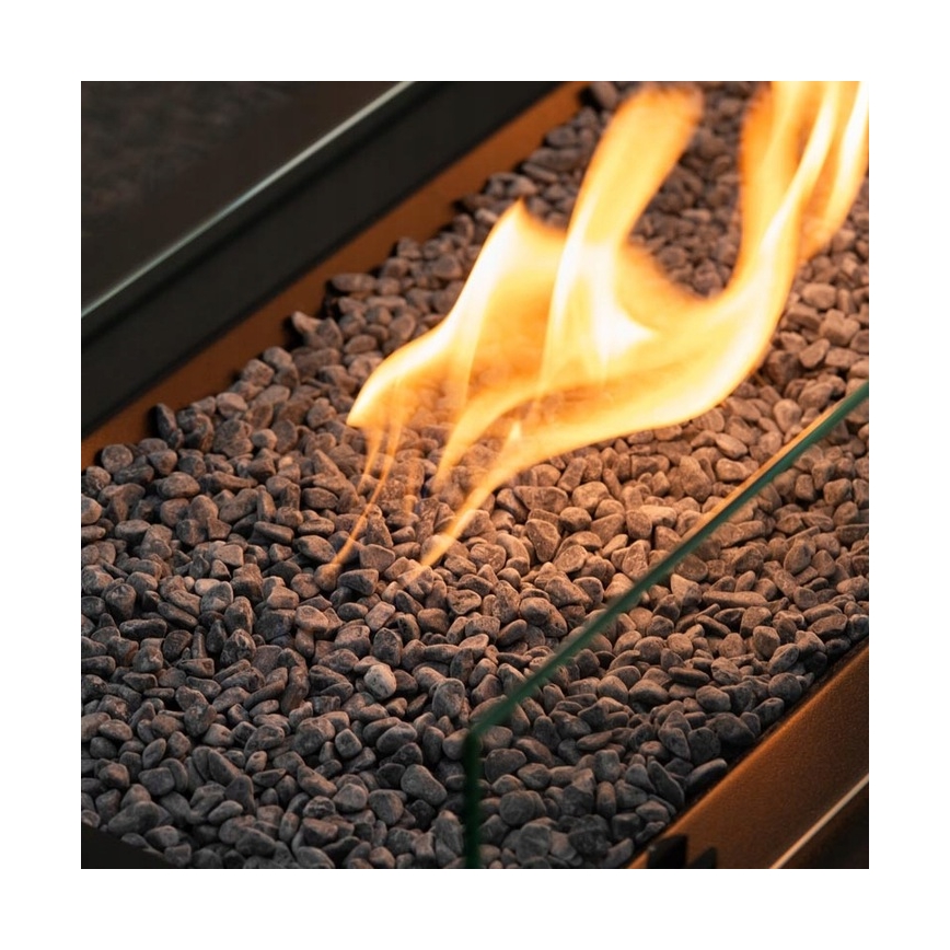 Planika - Caminetto a gas da esterno 46x106 cm 10kW nero + coperchio di protezione