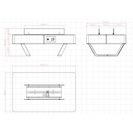 Planika - Caminetto a gas da esterno 46x106 cm 10kW nero + coperchio di protezione