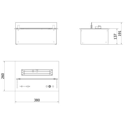 Planika - Integrato Caminetto BIO con telecomando 19,1x38 cm 2,5kW/230V nero