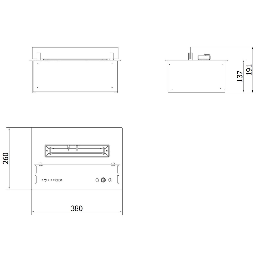Planika - Integrato Caminetto BIO con telecomando 19,1x38 cm 2,5kW/230V nero