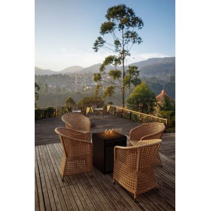 Planika - Caminetto a gas per esterni 79,7x48 cm 10kW 1xAAA nero + coperchio di protezione