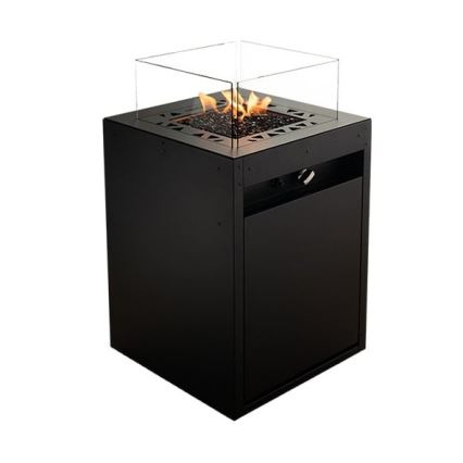 Planika - Caminetto a gas per esterni 79,7x48 cm 10kW 1xAAA nero + coperchio di protezione