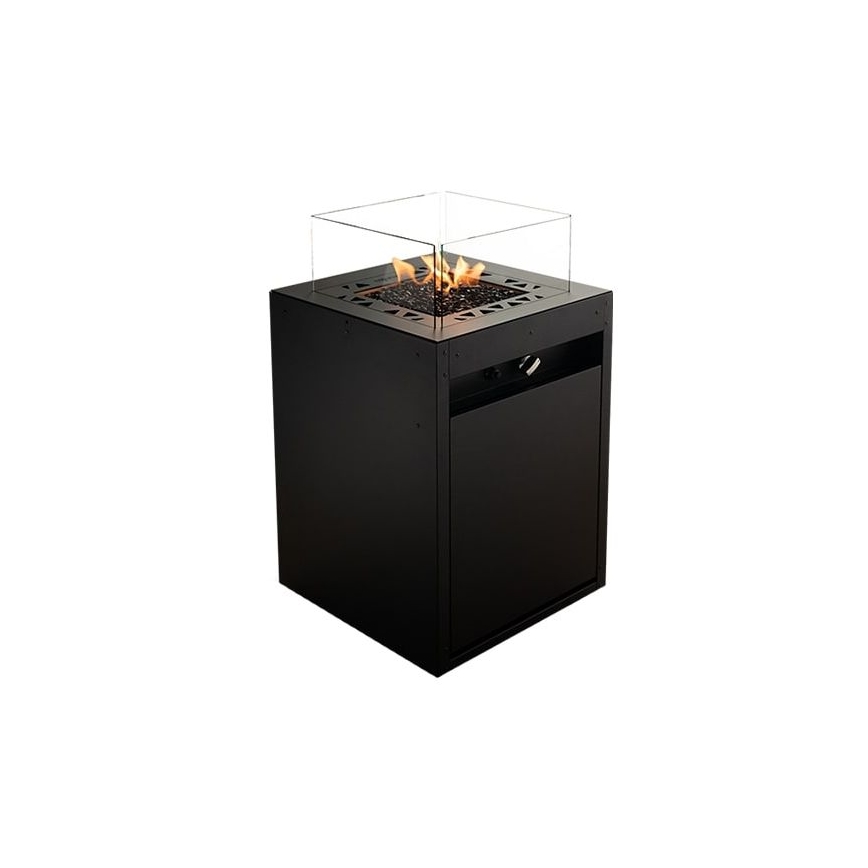 Planika - Caminetto a gas per esterni 79,7x48 cm 10kW 1xAAA nero + coperchio di protezione