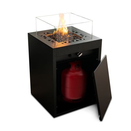 Planika - Caminetto a gas per esterni 79,7x48 cm 10kW 1xAAA nero + coperchio di protezione